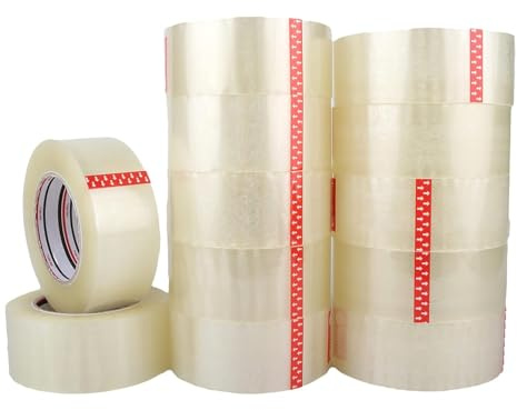 KROWN - Precinto de Embalaje Fuerte y Transparente, 48 mm x 100 m, Cinta Adhesiva Resistente (6 Rollos)