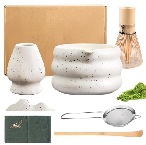 Matcha Kit, 7 Pezzi Set Di Tè Matcha, Set Di Fruste Per Matcha Ciotola, Set da Tè Matcha, Set di Matcha Completo, Accessorio per Cerimonia del Matcha, Matcha Set per Matcha Cerimonia
