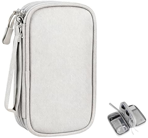 Bolsa de Almacenamiento de Cables de Doble Capa - Organizador Portátil para Viajes y Accesorios Electrónicos, Ideal para Teléfonos, AirPods y Artículos Diarios - Compacto, Resistente y Eco-amigable