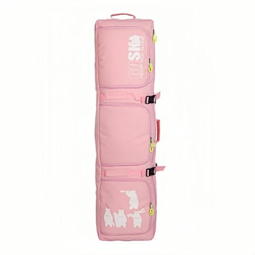 Heimvita Bolsa de snowboard para niños con ruedas, totalmente acolchada, 132 x 32 x 15 cm, bolsa acolchada para botas de esquí, bastones, equipo de esquí (rosa)