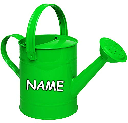 alles-meine.de GmbH kleine Gießkanne - Metall - grün/apfelgrün - 1,5 Liter - inkl. Name - für Kinder & Erwachsene - 23 cm - Blech Kindergießkanne - Henkel beweglich - Giesskann..