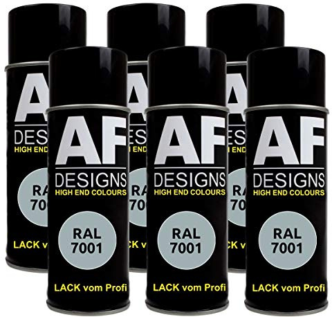 Alex Flittner Designs 6x RAL Lackspray Autolack Buntlack Spraydose RAL7001 SILBERGRAU matt