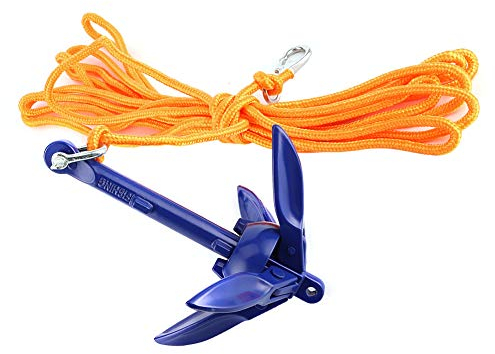 DEWIN Boot Anker Kit, Anker aus Aluminiumlegierung Marine Folding Anchoring Kit, 4 Zinken Ankerseil Haken Wasserfahrzeug Acc für Boote Kajak Kanu Segelboot