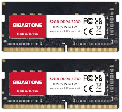 【DDR4 RAM Solo portátil】 GIGASTONE 64GB Kit(2x32GB) DDR4 3200MHz(2933MHz or 2666MHz) PC4-25600(PC4-23400, 21300) CL22 1.2V SODIMM 260pin Memoria portátil sin búfer, sin ECC, Alto Rendimiento