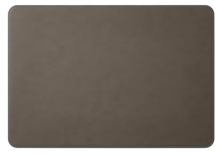 Eglooh - Herms Deluxe - Desk Mat for Office Made of Taupe Grey Leather - Desk Mat cm 90x60 - Large Mouse Pad with Rounded Corners and Blue Stitchings - Made in Italy