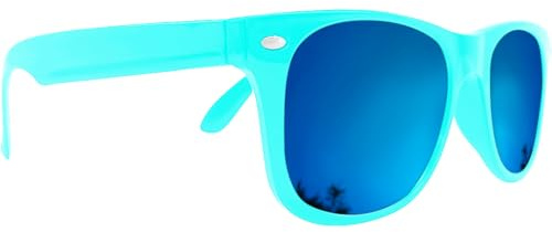 Mustavo Kids Childrens Blue Mirror Sunglasses Gloss Finish 100% UV400 Protection Fashion Glasses Fun Vibrant Colours For Ages 3-9 Years Old Boys Girls… (Turquoise)