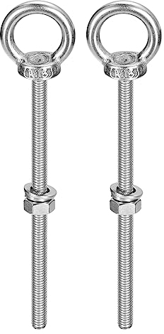 sourcing map Levage Œil Boulon, 2 Ensembles M6x100mm Œil Boulon avec Écrou Rondelle 304 Inox Acier Épaulement Levage Anneau Œil Boulon pour accrochage Article