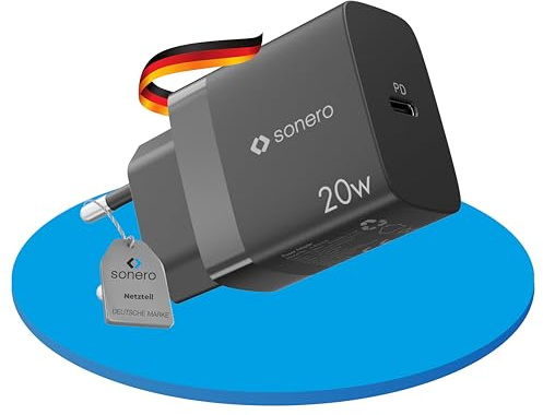 sonero USB C-laddare, laddningskontakt adapter, strömförsörjning 20 watt snabbladdare kompatibel med Apple iPhone 15, Samsung, surfplatta, bärbar dator och mycket mer, flera PD-laddare, svart