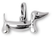 SINGULARU - Charm Perro Teckel Enamel Black. Colgante en Latón con Acabado Baño de Rodio y Esmaltado Negro. Reversible con Cierre Asa. Joyas para Mujer