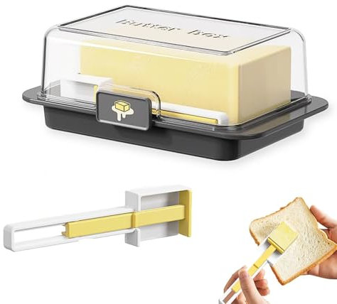 LINTRA Boite a Beurre, Boîte Carrée Boite Fromage avec Couvercle et Fermoirs Boite a Beurre pour Frigo, Couleur Noire Beurier, pour Stocker et Réfrigérer le Beurre et les Fromages en Bloc