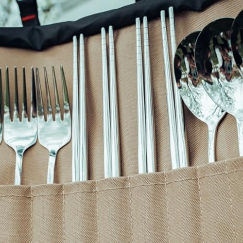 URPIZY campingbestick-set i rostfritt stål 304 med förvaringsväska i Oxford-tyg ¨C perfekt f¨