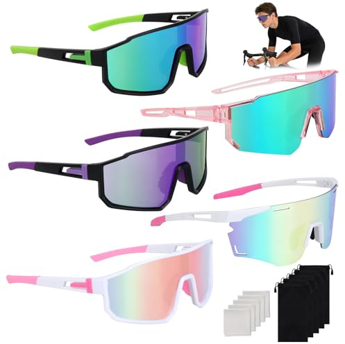 LYPPUL Lunettes de cyclisme polarisées - Coupe-vent - UV 400 - Pour homme et femme - Pour VTT, vélo de route, vélo, ski, rave