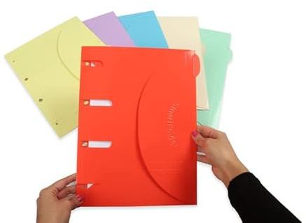 SMARTFOLDER Es 111305- Lote de 6 Carpetas laminadas portafolios A4 con 3 solapa y perforaciones para archivo- Sistema Patentado, cierre con velcro- Subcarpetas Resistentes y Ecológicas, Surtidos, 6 u