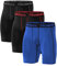 Roadbox 3er Pack Herren Kompressionsshorts, Laufhose Herren Kurz Schnelltrocknendes Baselayer Short Tights Kurz Hose L 3er Pack: Schwarz, Schwarz (Roter Streifen), Blau