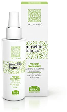 Helan Muschio Bianco, Profumo Donna Deodorante Spray, con Formula Contro Cattivi Odori, Azione Dermopurificante e Antiossidante con Viatamina E e Olii Essenziali di Tè e Salvia, 100 ml, Made in Italy
