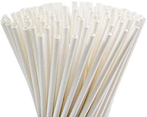 PZ 300 CANNUCCE BIANCHE BIODEGRADABILE IN CARTA ALTEZZA 20 CM STRAIGHT PAPER STRAWS WHITE COLOUR