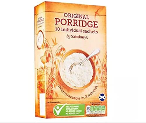 Sainsbury's Porridge Original (10 x 27g) 270g - Tutto ciò che serve per una colazione veloce è un tuffo di latte e due minuti nel forno a microonde o sul piano cottura.