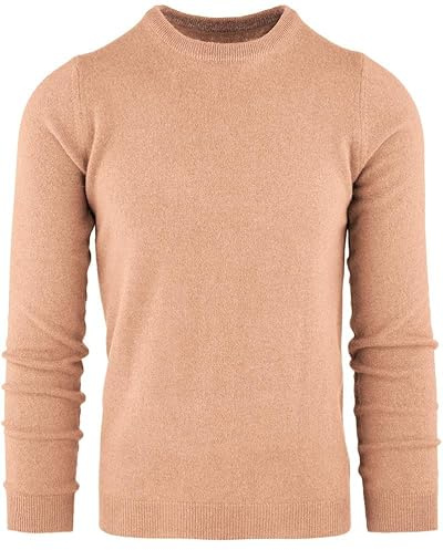CZ - Maglione Uomo Girocollo 30% Pure Cashmere 70% Pura Lana Made in Italy Lana Pullover a Manica Lunga Soffice e Morbido (S, Beige)