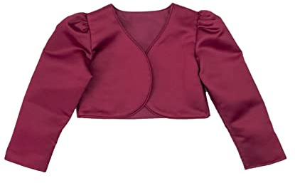 Bébé Fille Manches Longues Communion Baptême Baptême Bordeaux Boléro Fleur Fille Formelle Mariage Cardigan Veste Âge 9-10 Ans