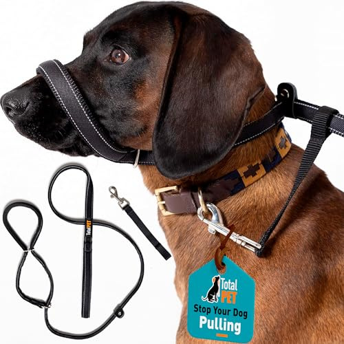 Total Pet Figure of 8 Dog Lead - Flat Anti Pull Stop Dogs Pulling – Slip Leads Reflective with Padded Nose Support (180cm)
