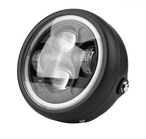 Motorcycle Headlight 16cm/6.5 Motorcycle LED Headlight HeadLamp Bulb Front Headlamp for Cafe Racer Bobber