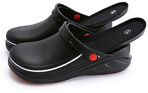 Zoccoli per Scarpe da Cuoco Resistenti All'olio da Uomo, Scarpe da Cucina Antiscivolo Scarpe da Lavoro di Sicurezza da Giardino con Comoda Soletta Sportiva, per Ristorante, Calzature da Lavoro (Color