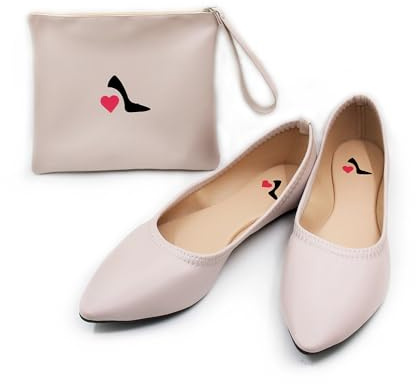 Ladies Roll Up Shoes Ideal for Weddings, Races Nights Out 2 Colours (Nude, UK Footwear Size System, Adult, Women, Numeric, Medium, 4)