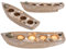 Holz-Boot für 4 Teelichte, Muscheldeko & Steine, ca. 36,3 x 11 x 9 cm, Beige