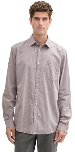 TOM TAILOR Camisa de Corte Regular para Hombre con Bolsillo en el Pecho, 36685 Gipsy Purple Chambray Dobby, XXL