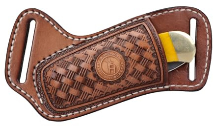 TOURBON Leather Pocket Knife Sheath for Belt EDC Holster Penknife Tool Pouch Handmade Gift for Men