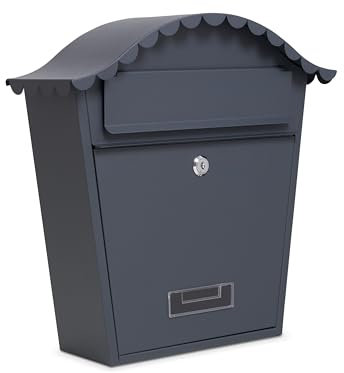 Assorted Collections Buzón de Pared, Buzón de Acero galvanizado con Cerradura y 2 Llaves, Buzón a Prueba de Clima, fácil de Instalar 36x13x37cm (Gris)