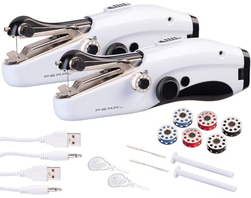 PEARL Reisenähmaschine: 2er-Set Mini-USB-Handnähmaschinen, USB- & Batterie-Betrieb (Handnähmaschine elektrisch, DIY Nähmaschine)