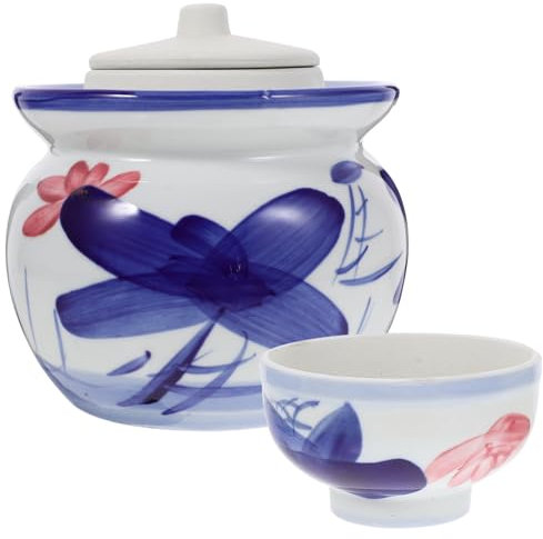 Cabilock Tarro De Cerámica para Chucrut Chino Recipiente De Almacenamiento Gran Capacidad