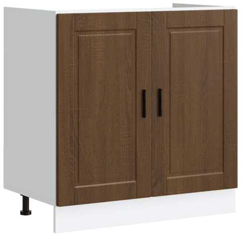 vidaXL Mueble bajo Fregadero Porto Roble marrón Madera diseñada, Mueble bajo Cocina, Mueble bajo Fregadero Cocina, Mueble bajo Cocina para Fregadero