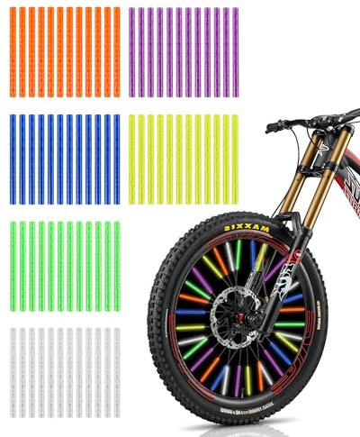 aimu Bunte Fahrrad Speichenreflektoren Set, 72 Reflektoren, 360° Rundum Sichtbarkeit, Einfache Montage, 75mm Länge, Langlebig & Wasserfest, Wiederverwendbar, Geeignet für Alle Fahrradtypen