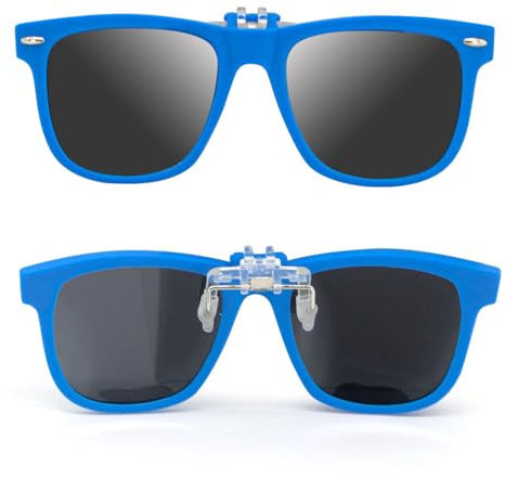 Gafas de sol polarizadas con clip para niños, gafas graduadas, protección UV 400, gafas de sol abatibles para niños y niñas, para conducir, viajar, deportes al aire libre, Y9-ETJPJ, Blue