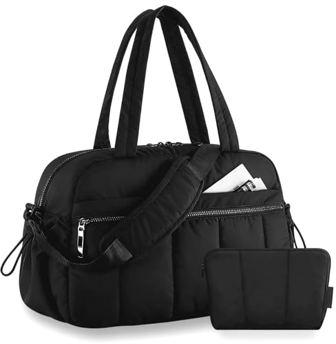 Votoko 24 L Reseväska för kvinnor, 42 x 30 x 19 cm, kabinväska med litet tillbehör, med våt och torr separation, för camping, resor, fitness, simdans, svart, 42 x 30 x 19 cm