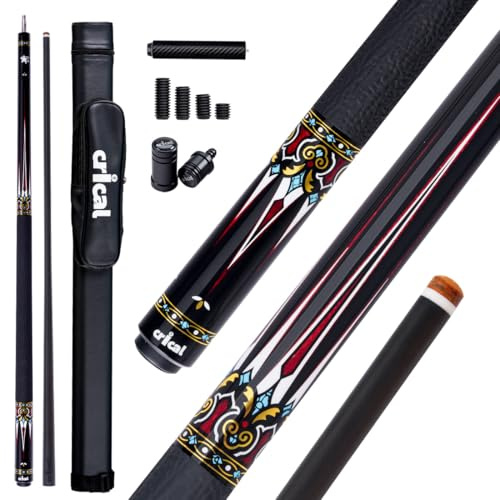 CRICAL Carbon Fiber Pool Cue Stick, Professional Low Deflection Pool Cue with Pro Taper Shaft, 12.5mm Tip, Tournament Level Billiard Cue