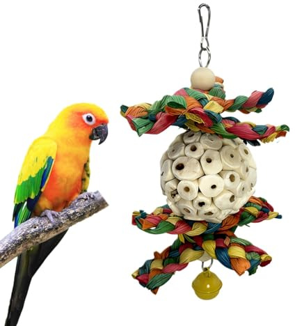 Jouet de recherche de nourriture pour oiseaux, balle Sola Atta, jouet à mâcher en bois pour perroquets, idéal pour aiguiser les griffes et le bec des calopsittes, perruches ondulées, conures