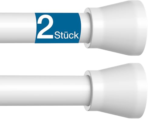 AIZESI 2 Stück Rutschfeste Gardinenstange ohne Bohren 75-163cm Ø22mm, Weiß