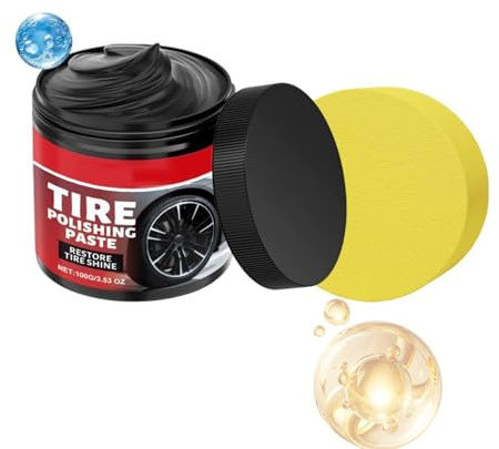 Tire Nourish Cream, bildäcksglans, bildäck och plastförnyelsepasta, däckvax, återställer svart gl.ans, däckglanslackpasta, kraftfull hjulrengöring refurbish wax, enkel applicering