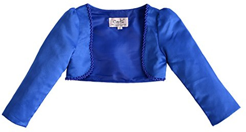Cinda Girls Long Sleeves Satin Bolero Dark Blue 6-7 Years
