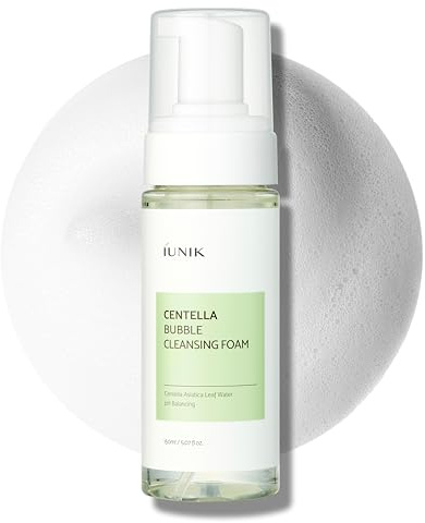 IUNIK Centella Bubble Foaming Vegan Facial Cleanser - Naturally-Derived Tea Tree Extracts Centella Asiatica Extract 69% Soothing Moisturizing Exfoliating Removes Pore Blackheads Whiteheads (150ml)