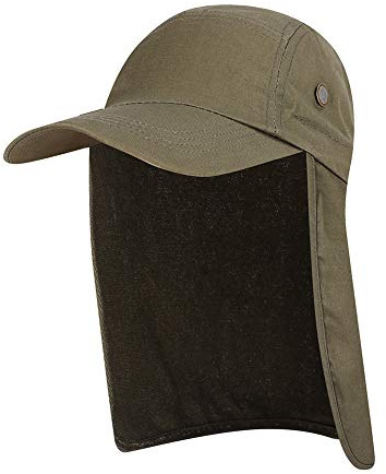 MINGCHENCN Unisex Adults Safari Sun Hat with Ear and Neck Flap Cover, UPF 50+ Protection, Green