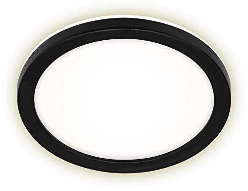 BRILONER Leuchten - Lampe d'extérieur à LED, applique murale d'extérieur avec effet de rétro-éclairage, 8 Watt, 1.200 Lumen, 4.000 Kelvin, Blanc/Noir, Ronde, Ø 21cm