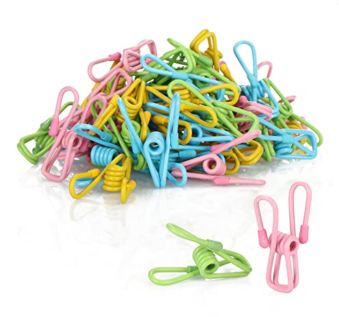 COM-FOUR® 50x Wäscheklammer aus Metall - langlebige Handtuchklammern in bunten Farben - Strandtuchklemmen (Bunte Klammern - 050 Stück)