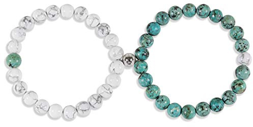 COAI Partnerarmband med magnet, 14 centimeters, Afrikansk turkos Howlite, Afrikansk turkos