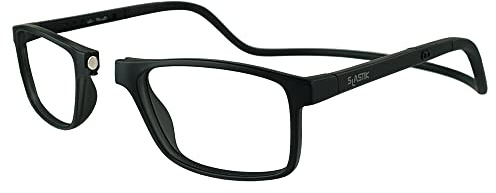 Clic Magnetic Reading Glasses - Adjustable Neck Hanging Readers - Secure Fit with Soft Headband - Barat (S-XL, Matte Black, 2.00)