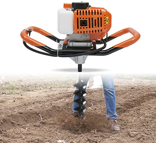 YISSALE Tarière à essence, tarière à essence, tarière de tarière, foret de fontaine, 52 cc, 2 temps, avec forets