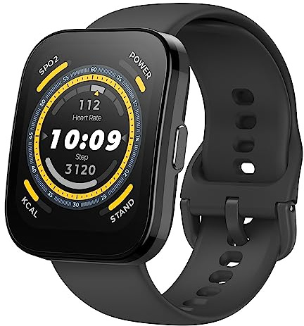 Amazfit Bip 5 Smart Watch 46mm, GPS, Amazon Alexa Built-in, Bluetooth Calling, 10-Day Battery, Heart-Rate & VO2 Max, Sleep Health Monitoring, AI Fitness Tracker App, for Android & iPhone, Black
